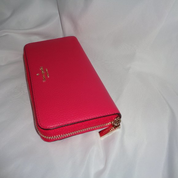 Kate Spade Leila Pebbled Leather Large Continental Wallet Clutch Bright Rose - Picture 5 of 7